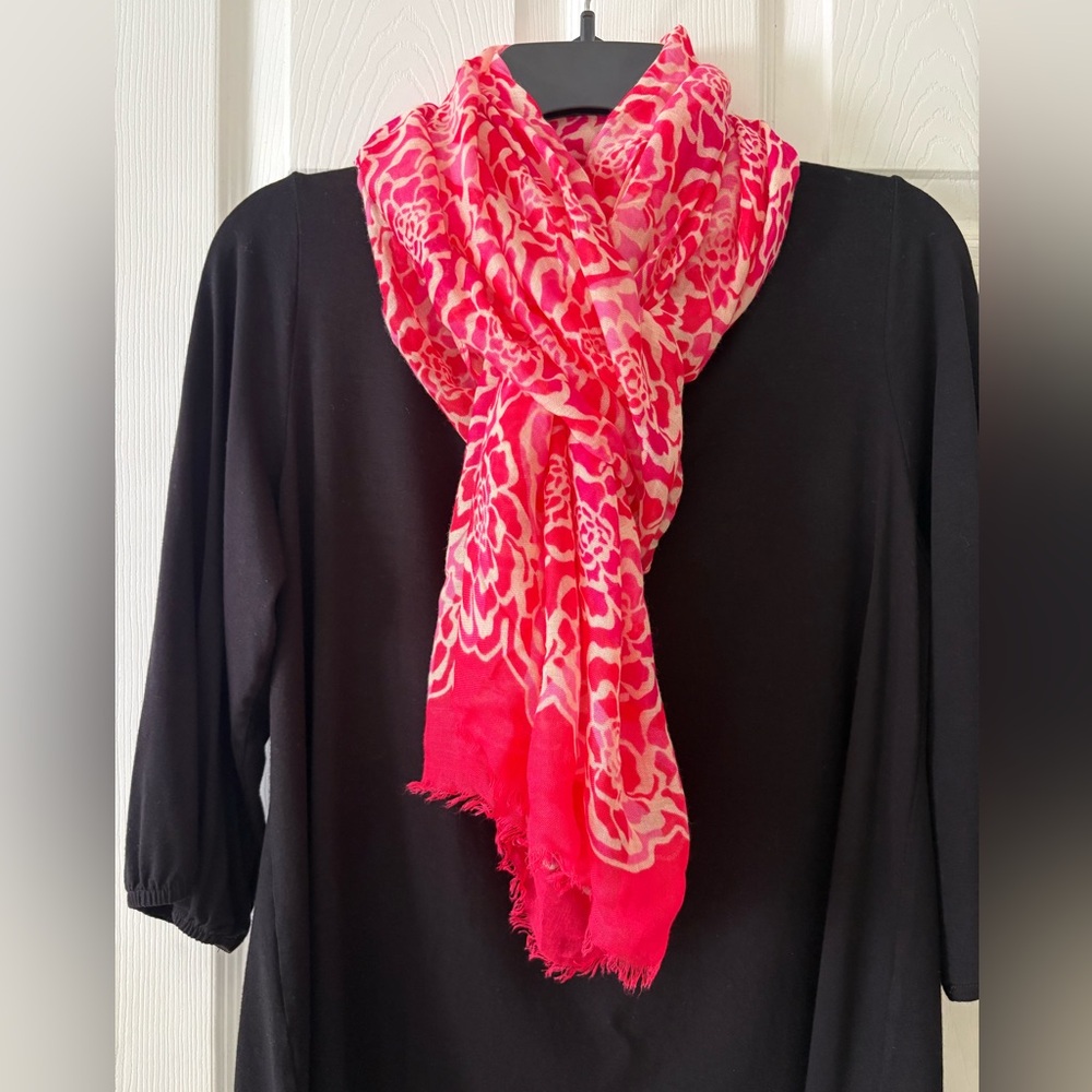 Vera Bradley Katalina Pink Floral Long Soft Fringe Scarf